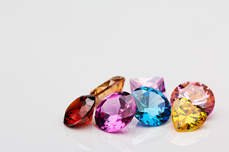 Colored gemstone rings, earring and pendants